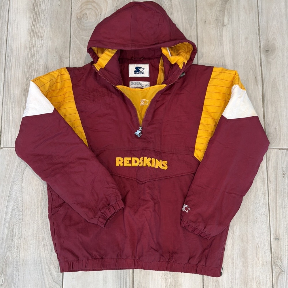 Vintage Starter NFL Washington Redskins Pullover Jacket Mens XLarge XL Burgundy